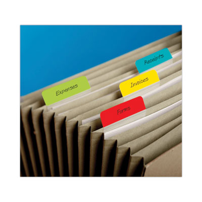 Post-it® Tabs 2" Plain Solid Color Angled Tabs, 1/5-Cut, Assorted Colors, 2" Wide, 24/Pack - OrdermeInc