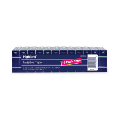 Highland™ Invisible Permanent Mending Tape, 1" Core, 0.75" x 83.33 ft, Clear, 12/Pack OrdermeInc OrdermeInc