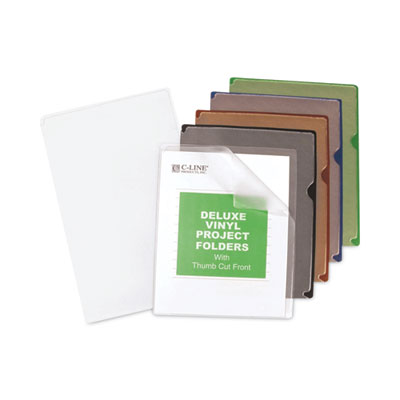 C-Line® Deluxe Vinyl Project Folders, Letter Size, Assorted Colors, 35/Box OrdermeInc OrdermeInc