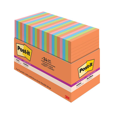 Post-it® Notes Super Sticky Pads in Energy Boost Collection Colors, Note Ruled, 4" x 6", 45 Sheets/Pad, 24 Pads/Pack OrdermeInc OrdermeInc