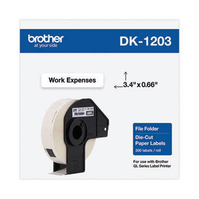 BROTHER INTL. CORP. Die-Cut File Folder Labels, 0.66" x 3.4", White, 300 Labels/Roll