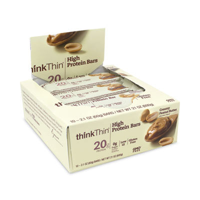 thinkThin® High Protein Bars, Creamy Peanut Butter, 2.1 oz Bar, 10 Bars/Carton, Ships in 1-3 Business Days  Ships in 1-3 business days OrdermeInc OrdermeInc