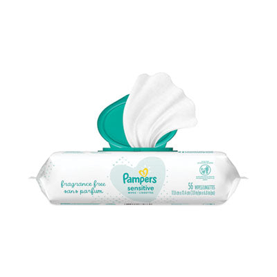 Sensitive Baby Wipes, 1-Ply, 6.8 x 7, Unscented, White, 56/Pack - OrdermeInc