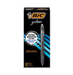 BIC CORP. Gel-ocity Gel Pen, Retractable, Medium 0.7 mm, Black Ink, Translucent Black Barrel, Dozen