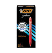 BIC CORP. Gel-ocity Gel Pen, Retractable, Medium 0.7 mm, Red Ink, Translucent Red Barrel, Dozen