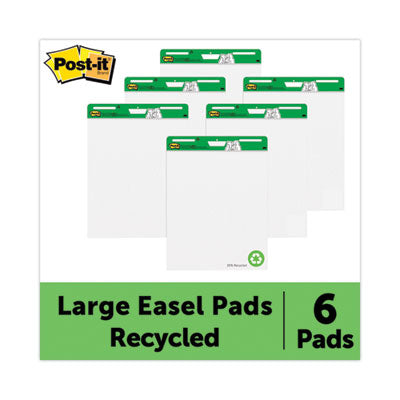 Vertical-Orientation Self-Stick Easel Pad Value Pack, Green Headband, Unruled, 25 x 30, White, 30 Sheets, 6/Carton OrdermeInc OrdermeInc