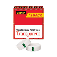 Transparent Tape, 1" Core, 0.75" x 83.33 ft, Transparent, 12/Pack - OrdermeInc