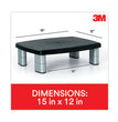 3M™ Adjustable Height Monitor Stand, 15" x 12" x 2.63" to 5.78", Black/Silver, Supports 80 lbs OrdermeInc OrdermeInc