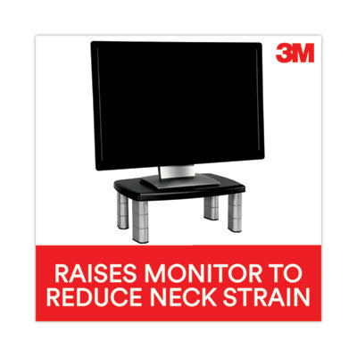 3M™ Adjustable Height Monitor Stand, 15" x 12" x 2.63" to 5.78", Black/Silver, Supports 80 lbs OrdermeInc OrdermeInc