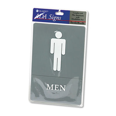 ADA Sign, Men Restroom Symbol w/Tactile Graphic, Molded Plastic, 6 x 9, Gray OrdermeInc OrdermeInc