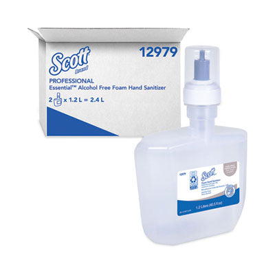 Scott® Essential Alcohol-Free Foam Hand Sanitizer, 1,200 mL, Unscented, 2/Carton - OrdermeInc