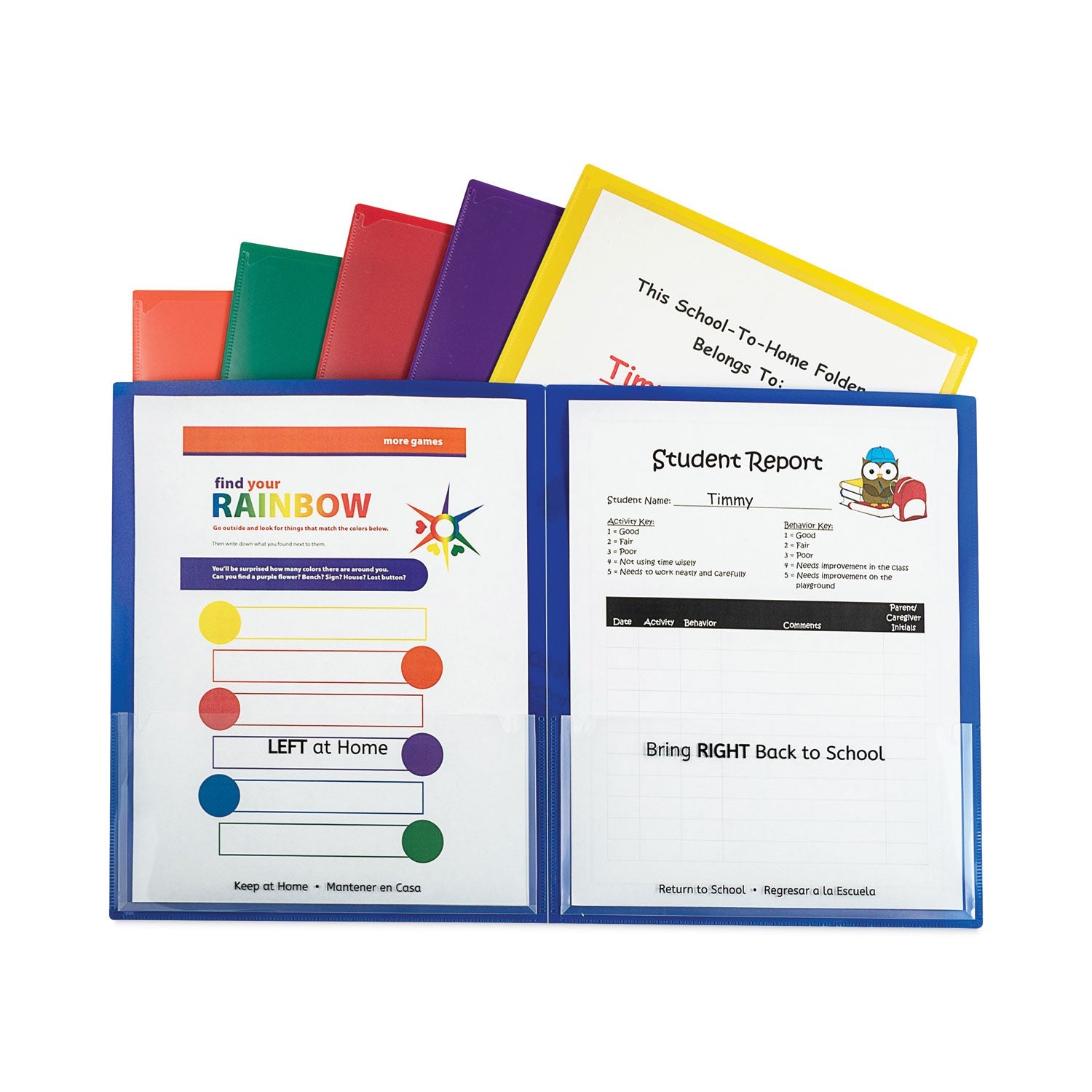 Classroom Connector Folders, 11 x 8.5, Clear/Assorted, 6/Pack– OrderMe