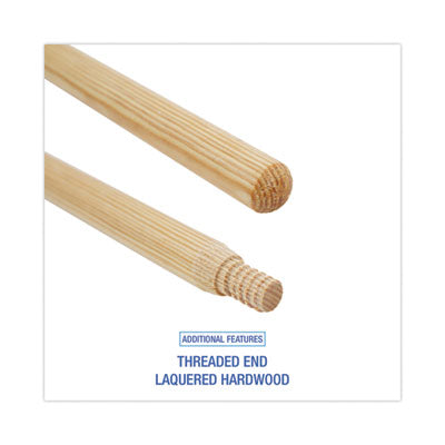 BOARDWALK Heavy-Duty Threaded End Lacquered Hardwood Broom Handle, 1.13" dia x 60", Natural - OrdermeInc