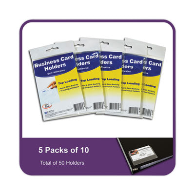 Self-Adhesive Business Card Holders, Top Load, 2 x 3.5, Clear, 10/Pack - OrdermeInc