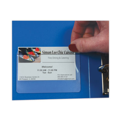 Self-Adhesive Business Card Holders, Top Load, 2 x 3.5, Clear, 10/Pack - OrdermeInc