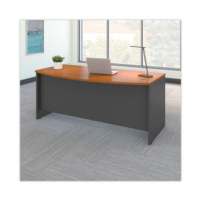 Series C Collection Bow Front Desk, 71.13" x 36.13" x 29.88", Natural Cherry/Graphite Gray OrdermeInc OrdermeInc