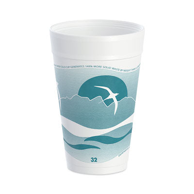 Dart® Horizon Hot/Cold Foam Drinking Cups, 32 oz, Printed, Aqua/White, 25/Bag, 20 Bags/Carton OrdermeInc OrdermeInc