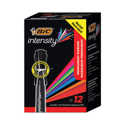 BIC CORP. Intensity Chisel Tip Permanent Marker, Broad Chisel Tip, Tuxedo Black, Dozen