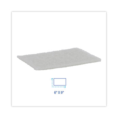 Light Duty Scour Pad, White, 6 x 9, White, 20/Carton - OrdermeInc