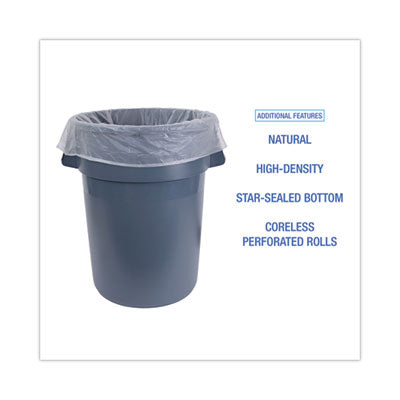 Boardwalk® High-Density Can Liners, 60 gal, 11 mic, 38" x 58", Natural, 25 Bags/Roll, 8 Rolls/Carton OrdermeInc OrdermeInc