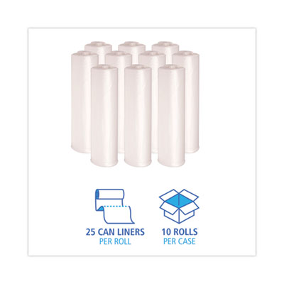 High-Density Can Liners, 45 gal, 13 mic, 40" x 46", Natural, 25 Bags/Roll, 10 Rolls/Carton OrdermeInc OrdermeInc