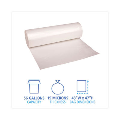 High-Density Can Liners, 56 gal, 19 mic, 43" x 47", Natural, 25 Bags/Roll, 6 Rolls/Carton OrdermeInc OrdermeInc