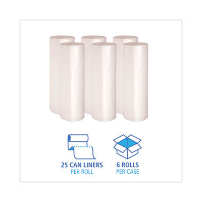 High-Density Can Liners, 56 gal, 19 mic, 43" x 47", Natural, 25 Bags/Roll, 6 Rolls/Carton OrdermeInc OrdermeInc
