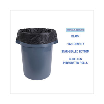 Boardwalk® High-Density Can Liners, 56 gal, 19 mic, 43" x 47", Black, 25 Bags/Roll, 6 Rolls/Carton OrdermeInc OrdermeInc