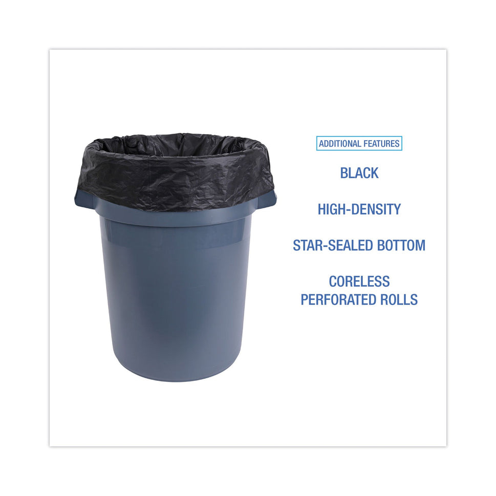 Boardwalk® High-Density Can Liners, 56 gal, 19 mic, 43" x 47", Black, 25 Bags/Roll, 6 Rolls/Carton OrdermeInc OrdermeInc