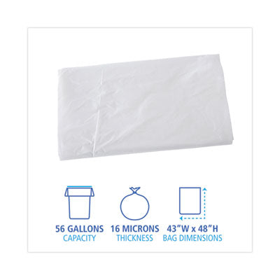 High Density Industrial Can Liners Flat Pack, 56 gal, 16 mic, 43 x 48, Natural, 200/Carton OrdermeInc OrdermeInc