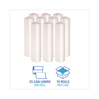 High Density Industrial Can Liners Coreless Rolls, 33 gal, 16 mic, 33 x 40, Natural, 25 Bags/Roll, 10 Rolls/Carton OrdermeInc OrdermeInc
