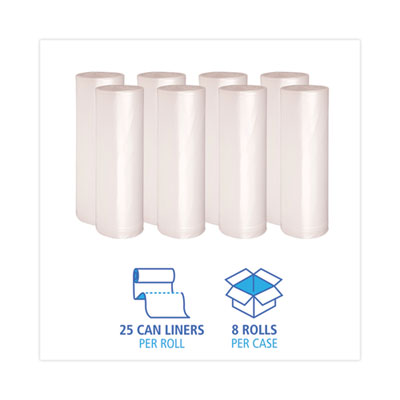 High Density Industrial Can Liners Coreless Rolls, 60 gal, 13 mic, 38 x 60, Natural, 25 Bags/Roll, 8 Rolls/Carton OrdermeInc OrdermeInc