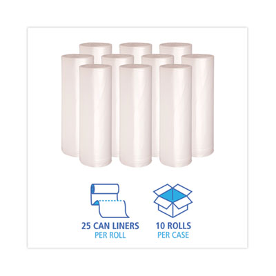High Density Industrial Can Liners Coreless Rolls, 45 gal, 13 mic, 40 x 48, Natural, 25 Bags/Roll, 10 Rolls/Carton OrdermeInc OrdermeInc