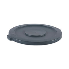 BOARDWALK Lids for 32 gal Waste Receptacle, Flat-Top, Round, Plastic, Gray - OrdermeInc