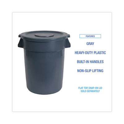 Round Waste Receptacle, 44 gal, Plastic, Gray OrdermeInc OrdermeInc