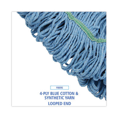 Super Loop Wet Mop Head, Cotton/Synthetic Fiber, 1" Headband, Medium Size, Blue, 12/Carton OrdermeInc OrdermeInc