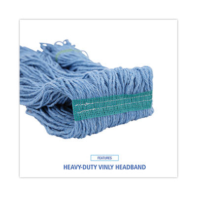 Super Loop Wet Mop Head, Cotton/Synthetic Fiber, 1" Headband, Medium Size, Blue, 12/Carton OrdermeInc OrdermeInc