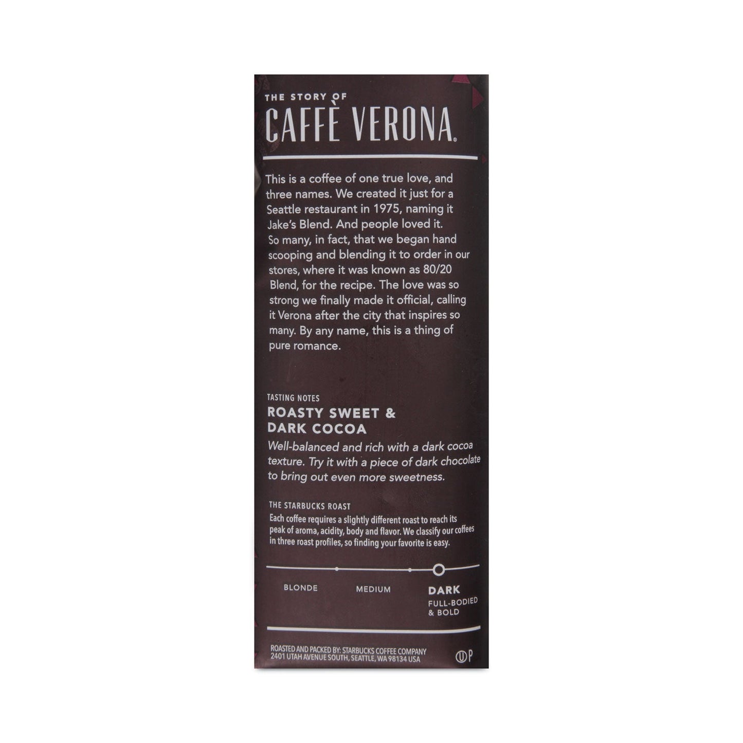 Whole Bean Coffee, Caffe Verona, 1 lb Bag - OrdermeInc