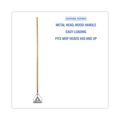 Quick Change Metal Head Wooden Mop Handle, Junior, 0.88" dia x 54", Natural OrdermeInc OrdermeInc