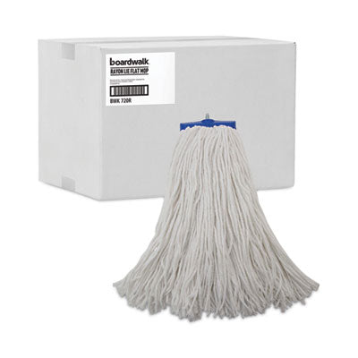 Mop Head, Economical Lie-Flat Head, Rayon Fiber, 20oz, White, 12/Carton OrdermeInc OrdermeInc