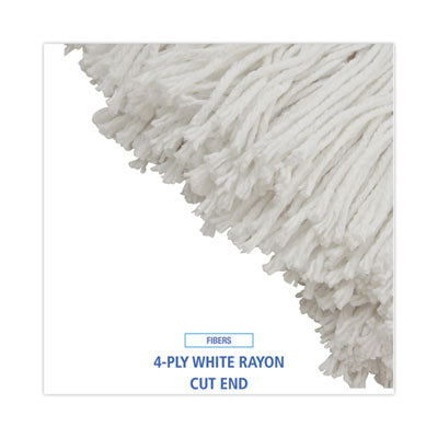 Cut-End Lie-Flat Wet Mop Head, Rayon, 24oz, White, 12/Carton OrdermeInc OrdermeInc
