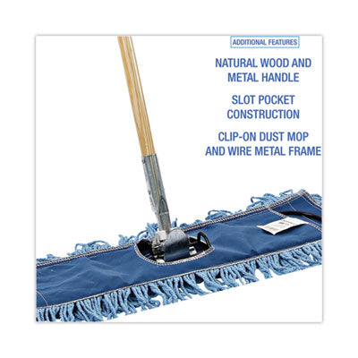 Dry Mopping Kit, 24 x 5 Blue Synthetic Head, 60" Natural Wood/Metal Handle OrdermeInc OrdermeInc