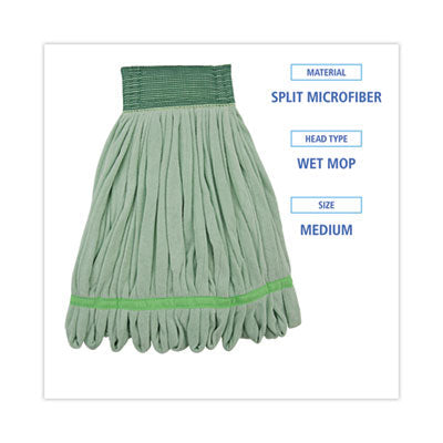 Microfiber Looped-End Wet Mop Heads, Medium, Green, 12/Carton OrdermeInc OrdermeInc