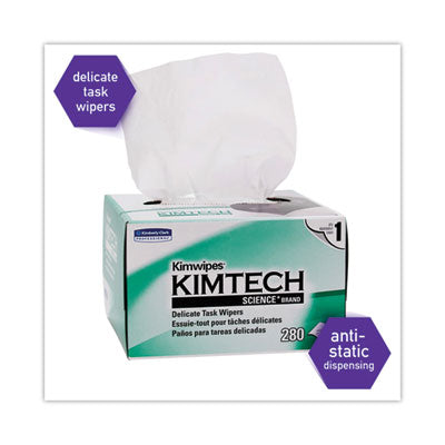 Kimtech™ Kimwipes, Delicate Task Wipers, 1-Ply, 4.4 x 8.4, Unscented, White, 286/Box - OrdermeInc