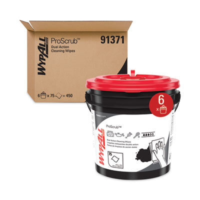 WypAll® Power Clean ProScrub Pre-Saturated Wipes, 9.5 x 12, Citrus Scent, Green, 75/Bucket, 6 Buckets/Carton - OrdermeInc