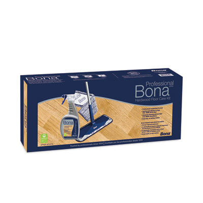 BONA US Hardwood Floor Care Kit, 15" Wide Microfiber Head, 52" Blue Steel Handle - OrdermeInc