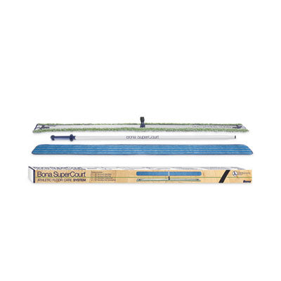 BONA US SuperCourt Athletic Floor Care System, 60" Wide Microfiber Head, 66" Silver/Blue Aluminum Handle - OrdermeInc