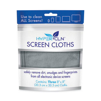 HYPERCLN Screen Cloths, 8 x 8, Unscented, Blue, 3/Pack OrdermeInc OrdermeInc