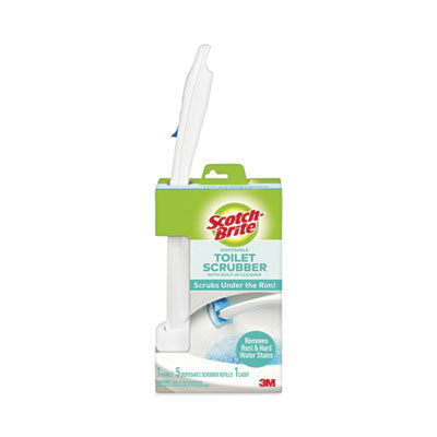 Scotch-Brite® Toilet Scrubber Starter Kit, 1 Handle and 5 Scrubbers, White/Blue - OrdermeInc