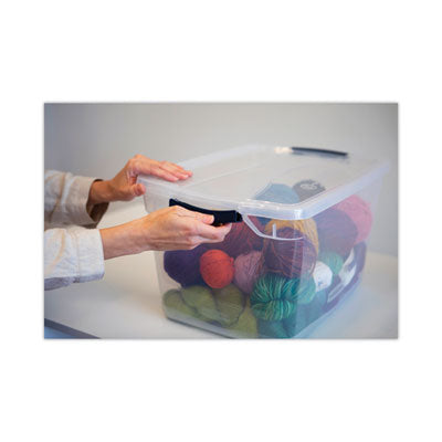 Clever Store Basic Latch-Lid Container, 30 qt, 13.37" x 18.75" x 10.5", Clear - OrdermeInc